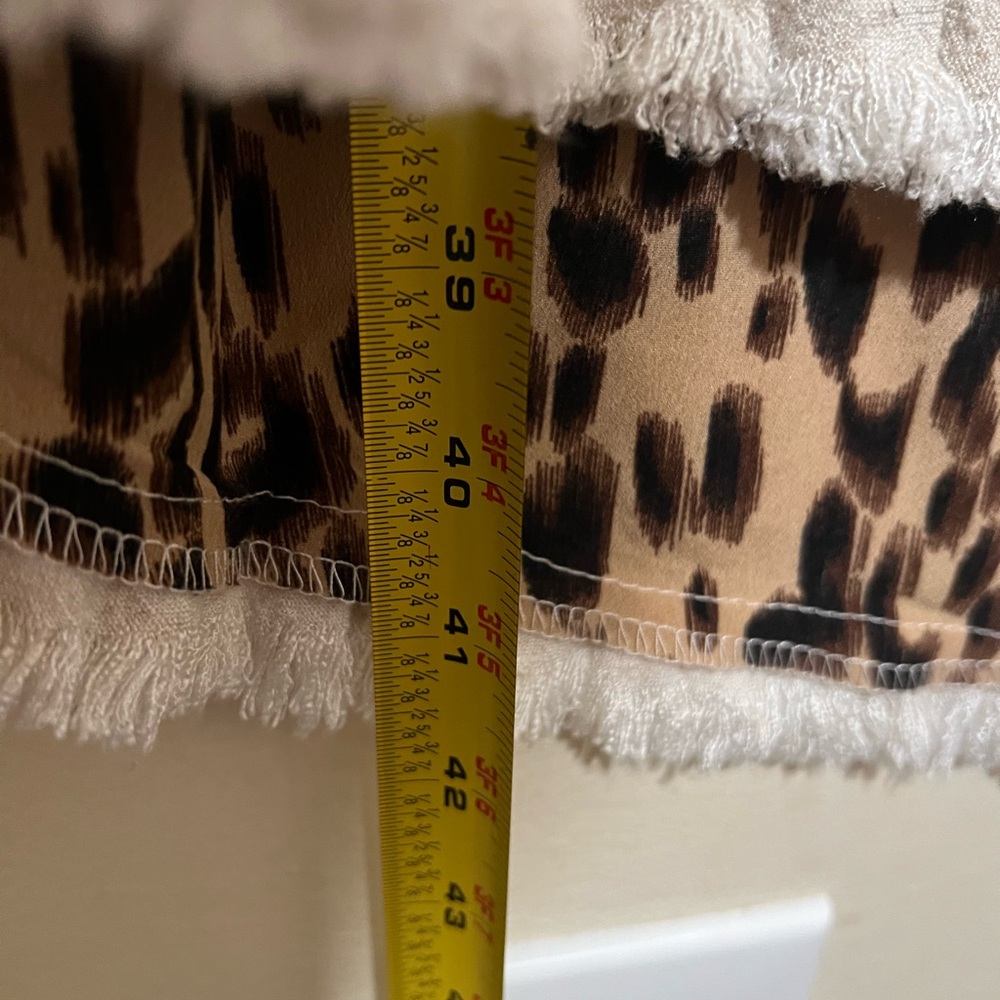 Umgee XL Leopard Back Linen Hi Low Dress Raw Fringe Hem Beach Boho Vacay Women - Picture 11 of 11